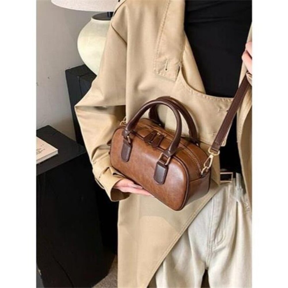 Vintage Style Barrel Crossbody Bag